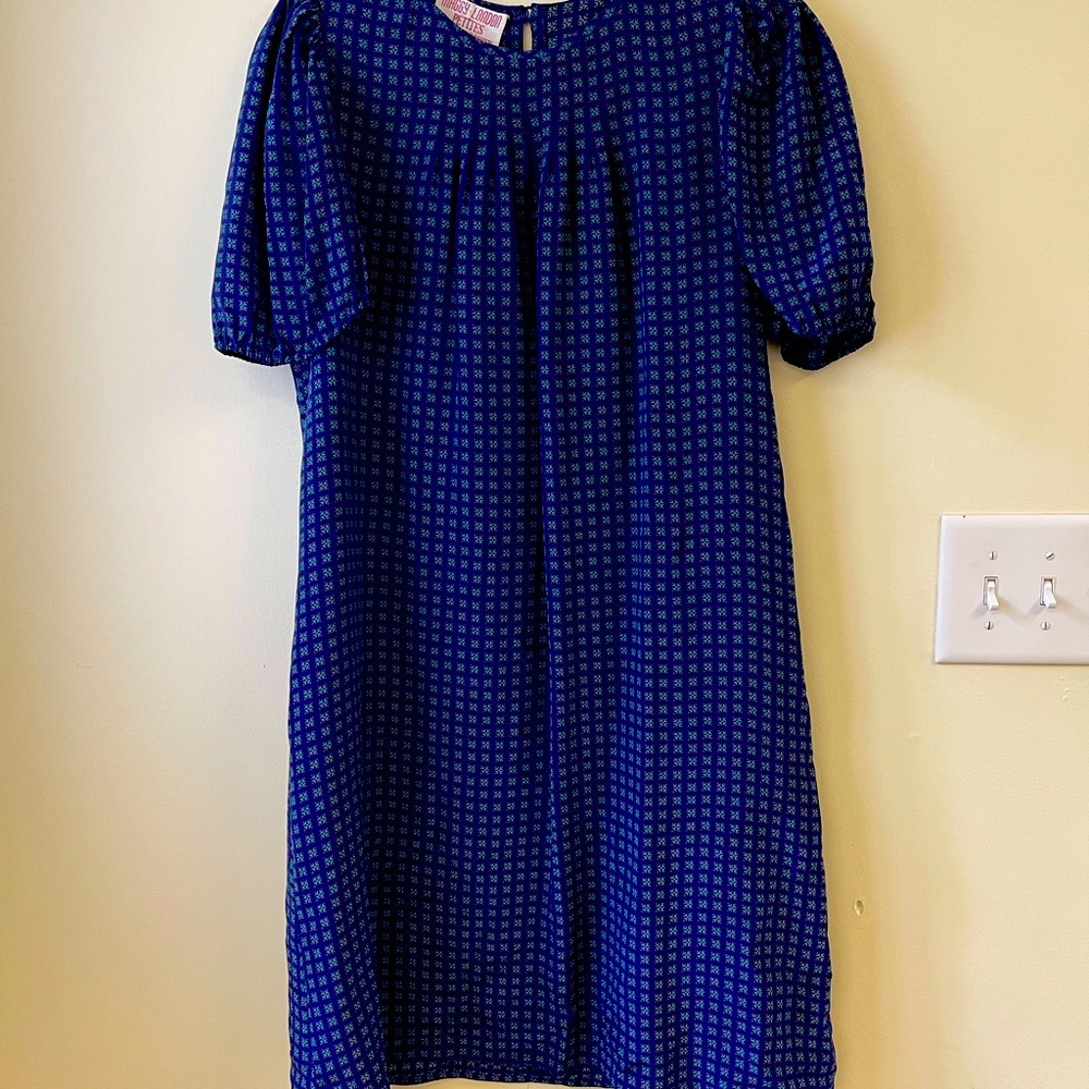 Vintage Maggie London 100% Silk Retro 70s Dress Small